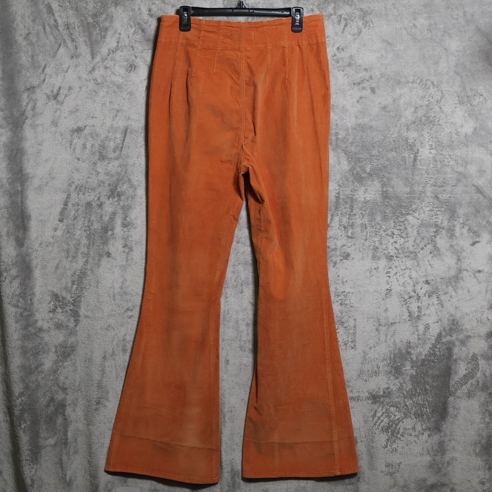 We The Free Womens Pants 31 Orange Corduroy Flared Wide Leg High Rise - Picture 5 of 14